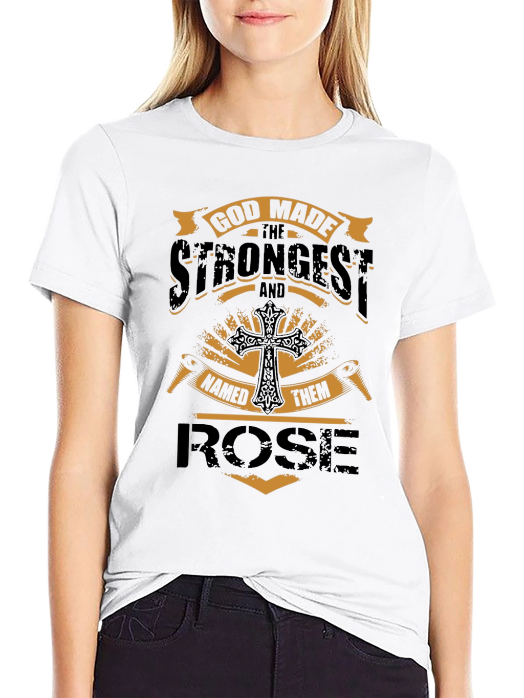 God Made the Strongest Rose Black T-Shirt