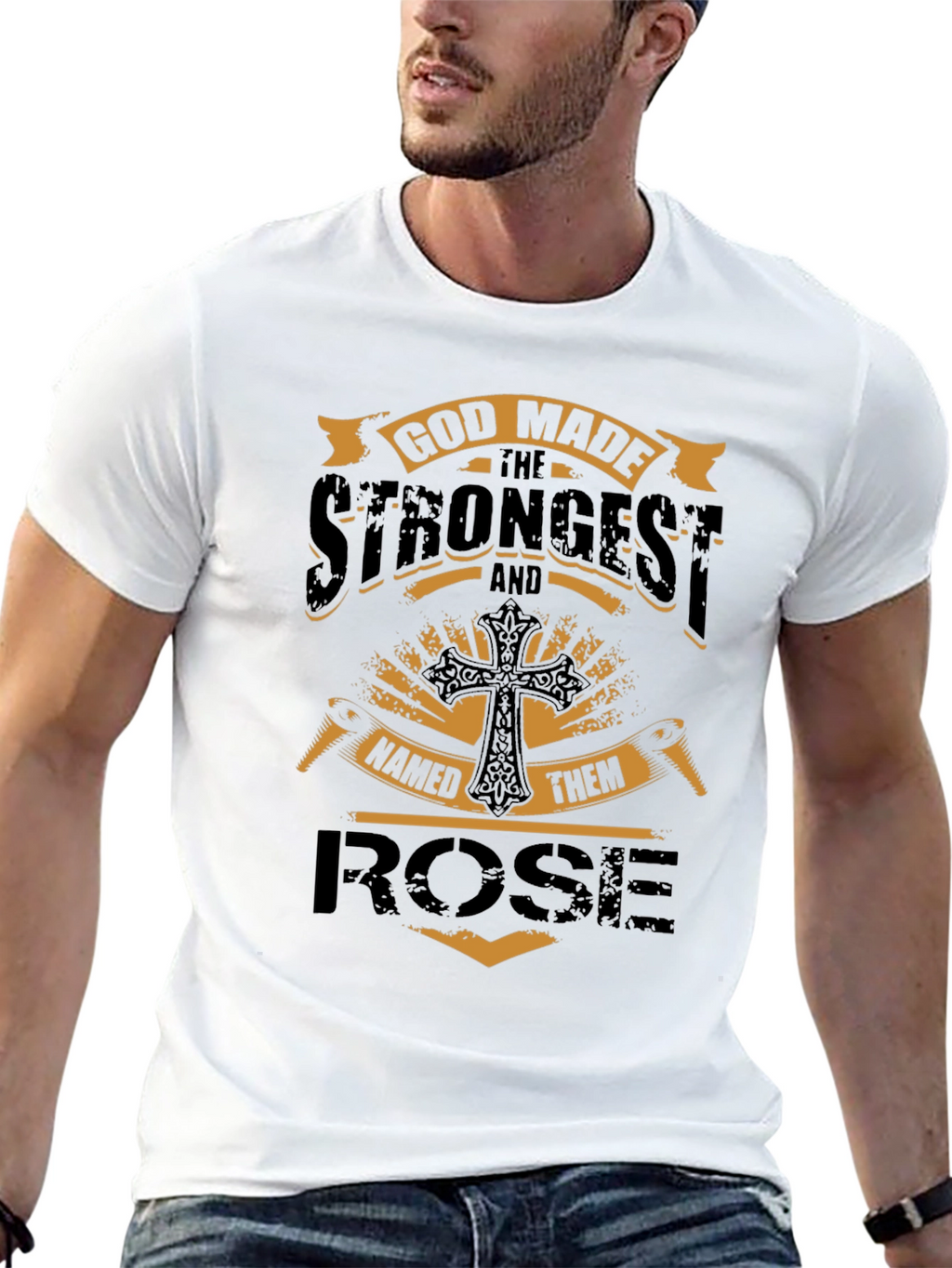 God Made the Strongest Rose Black T-Shirt