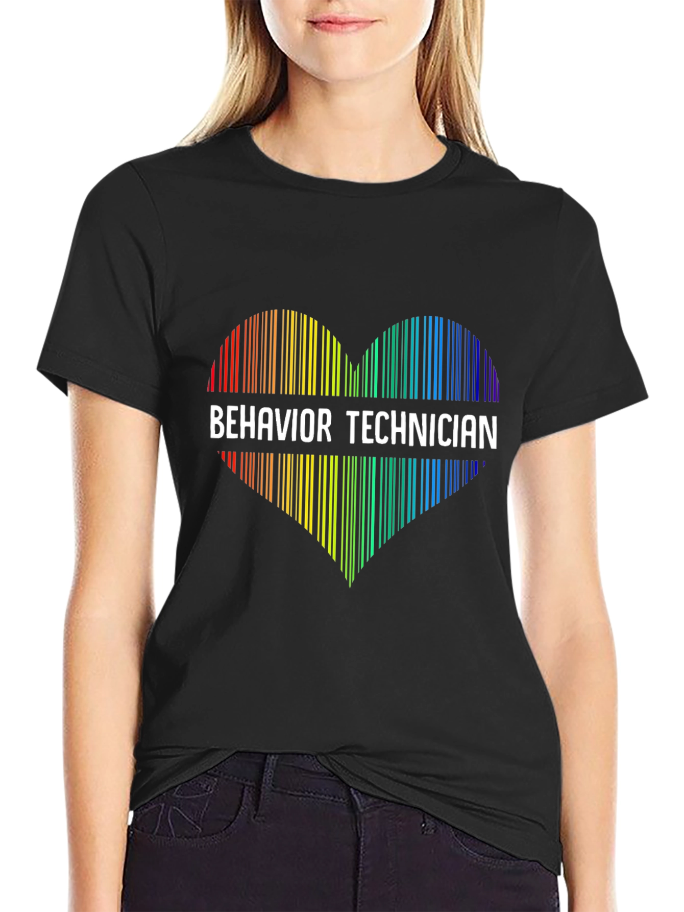 Behavior Technician Rainbow Heart Graphic Tee
