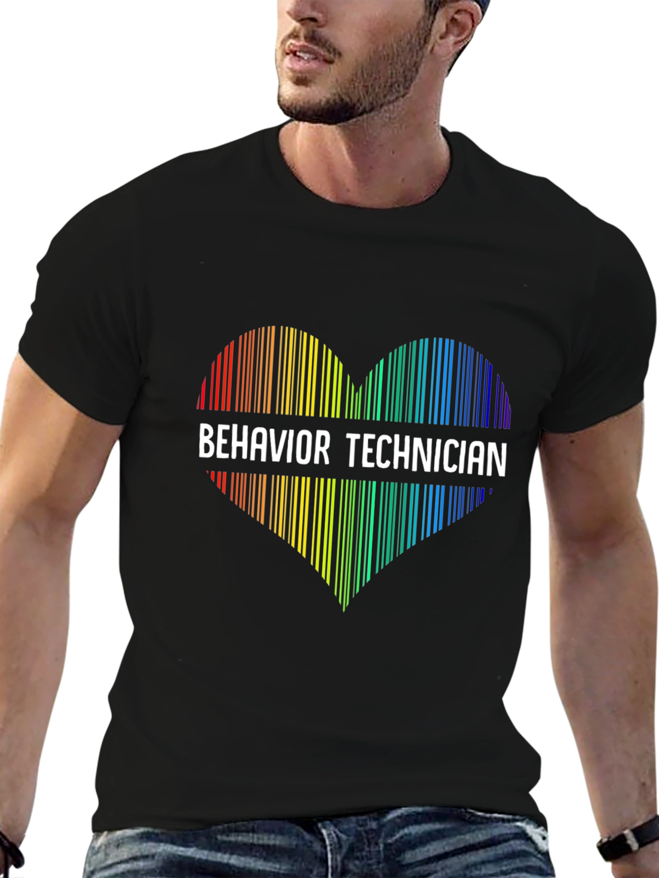 Behavior Technician Rainbow Heart Graphic Tee