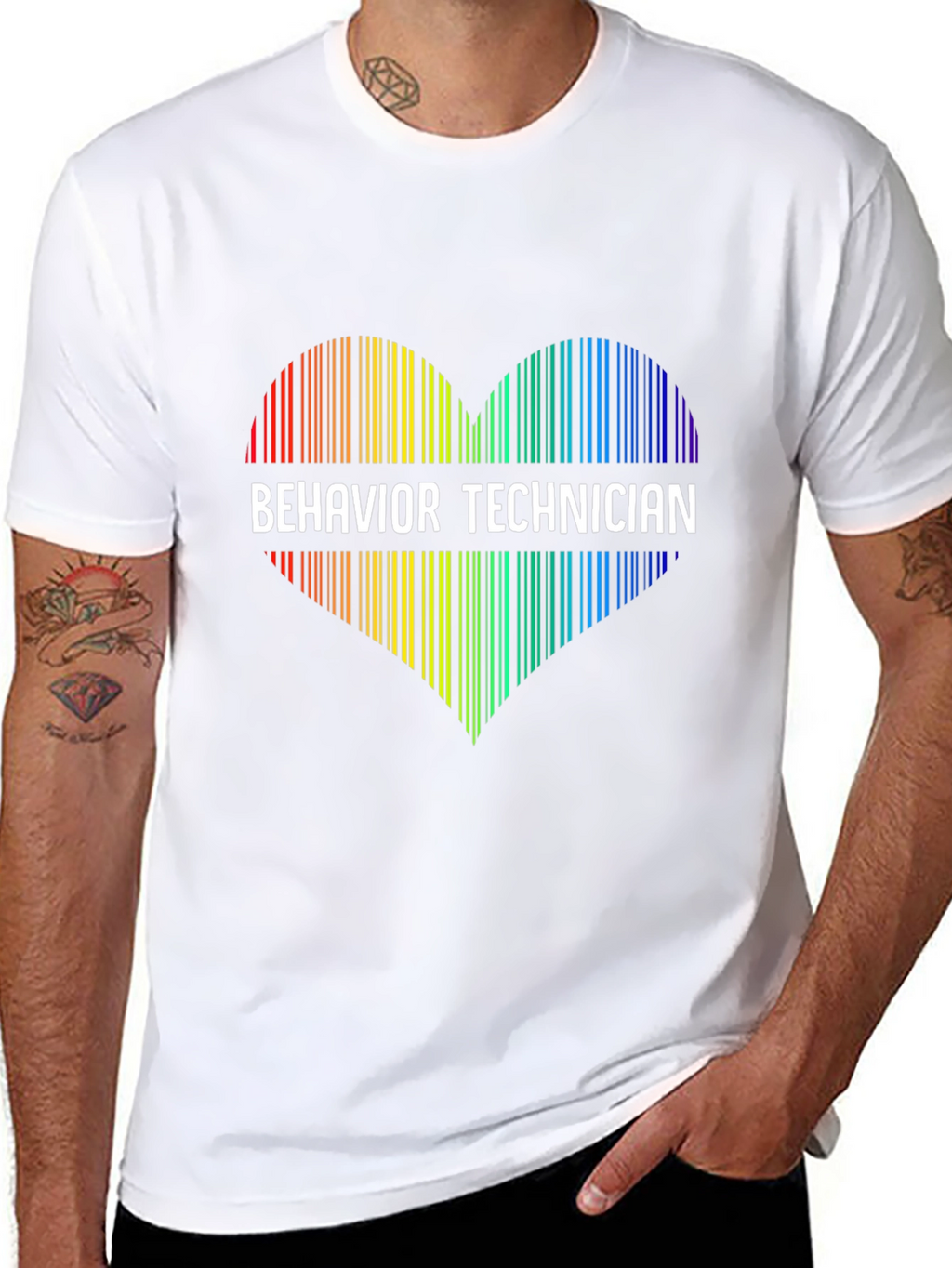 Behavior Technician Rainbow Heart Graphic Tee