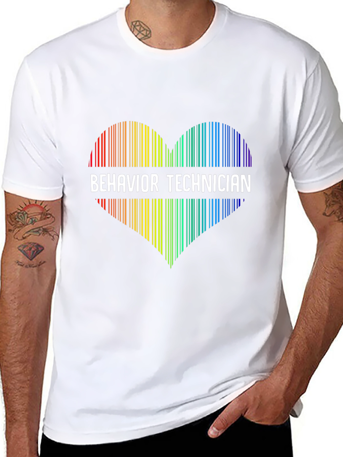 Behavior Technician Rainbow Heart Graphic Tee