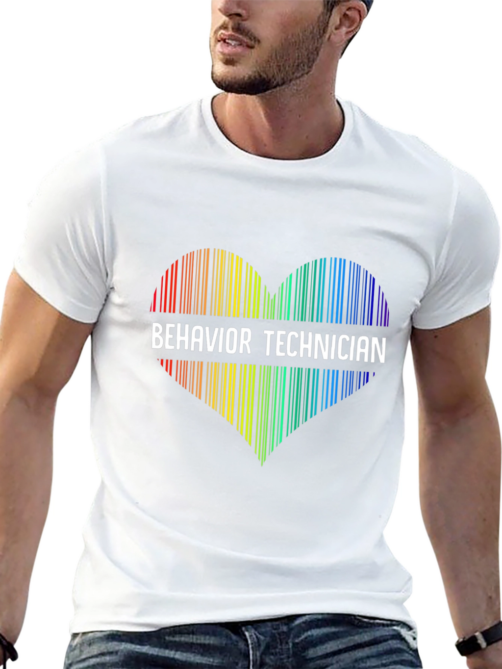Behavior Technician Rainbow Heart Graphic Tee