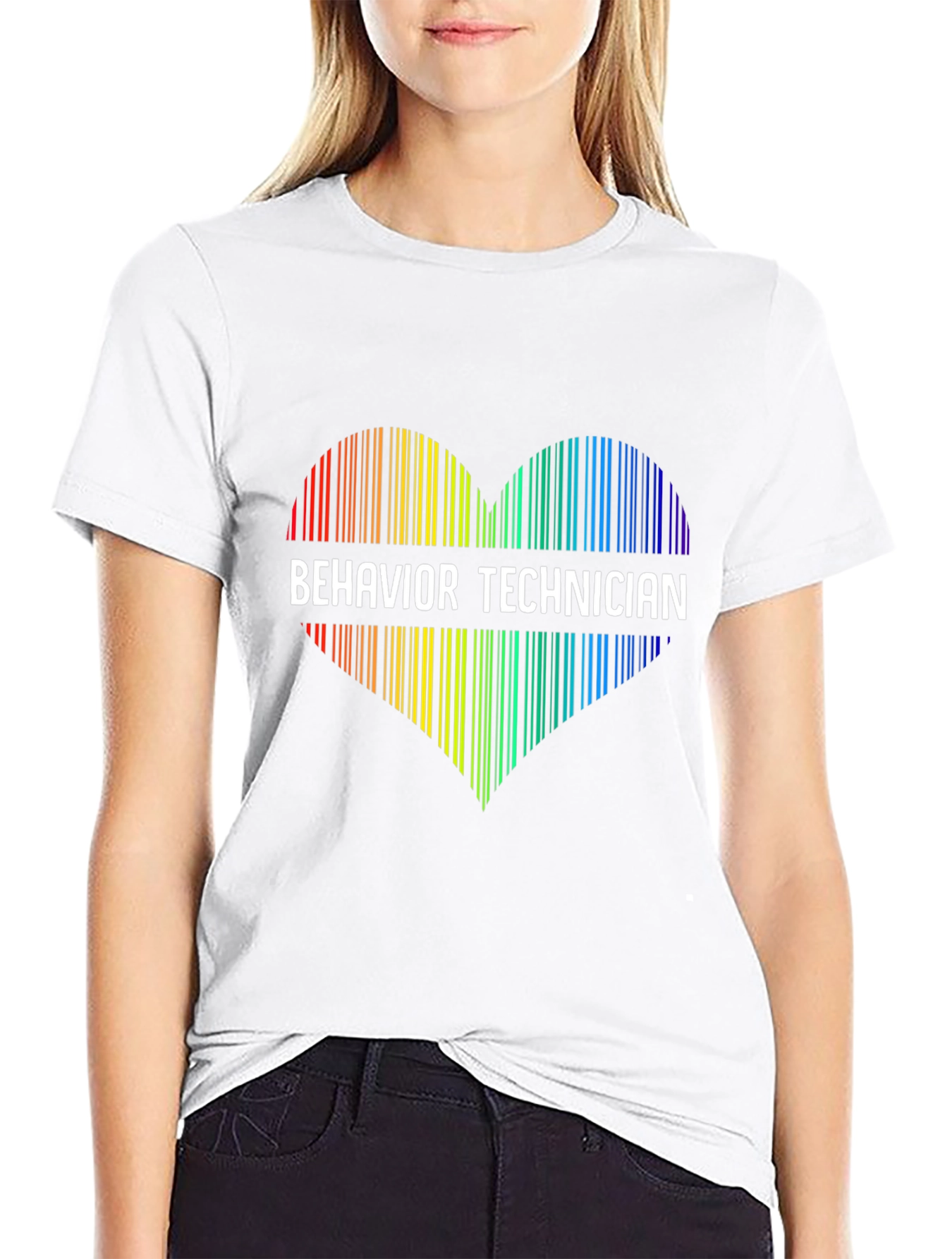 Behavior Technician Rainbow Heart Graphic Tee