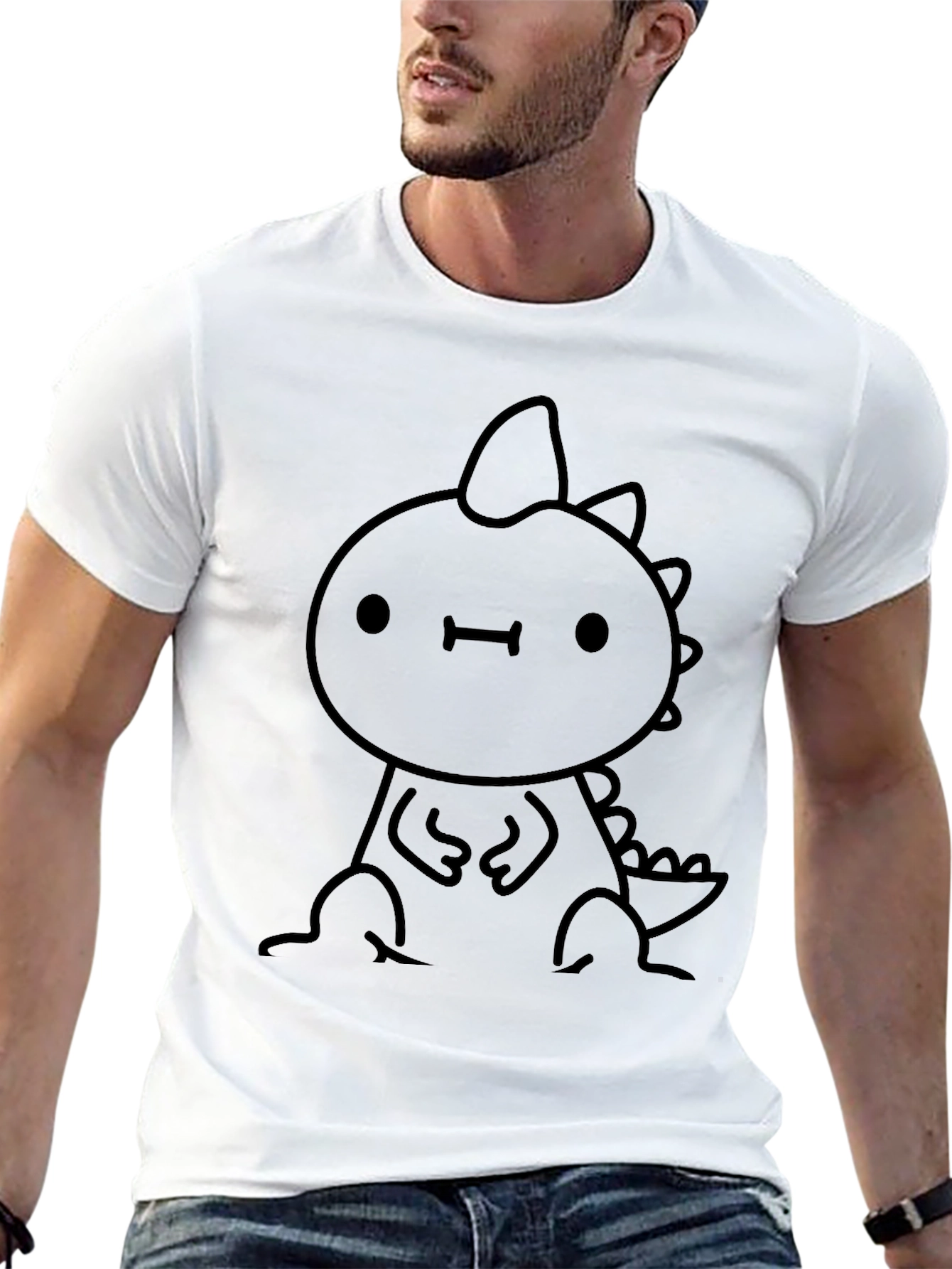 Cute Dino Graphic Black Tee - Stylish & Fun