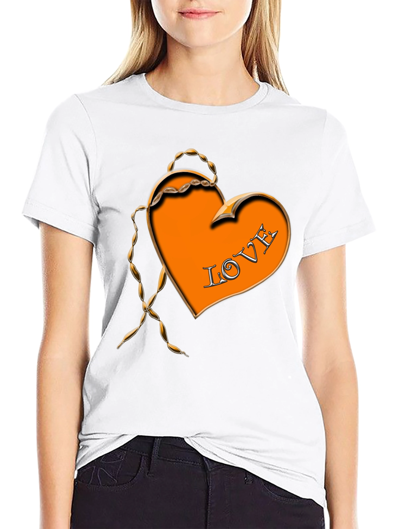Love Heart Graphic Black T-Shirt