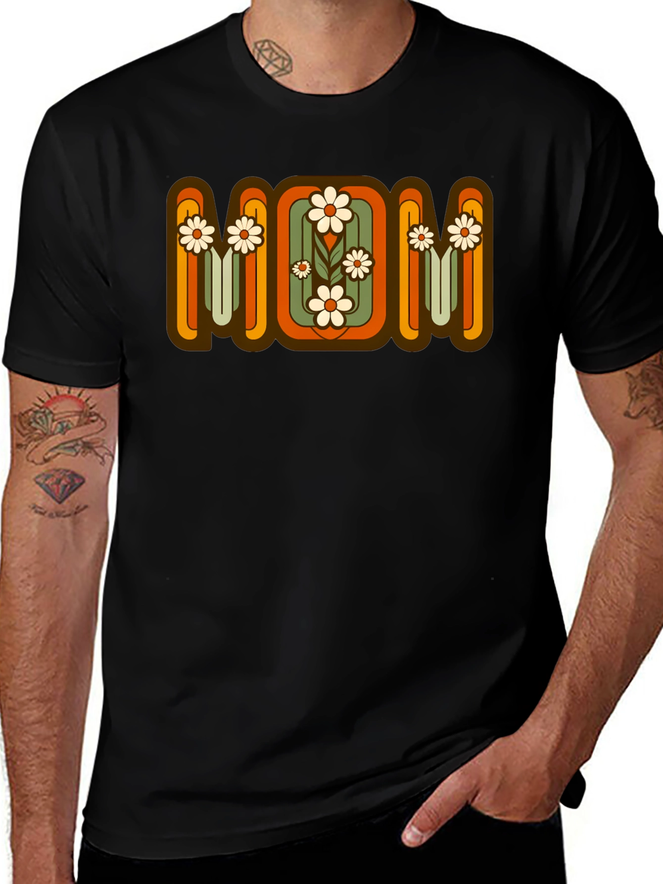 Retro Floral MOM Graphic T-Shirt