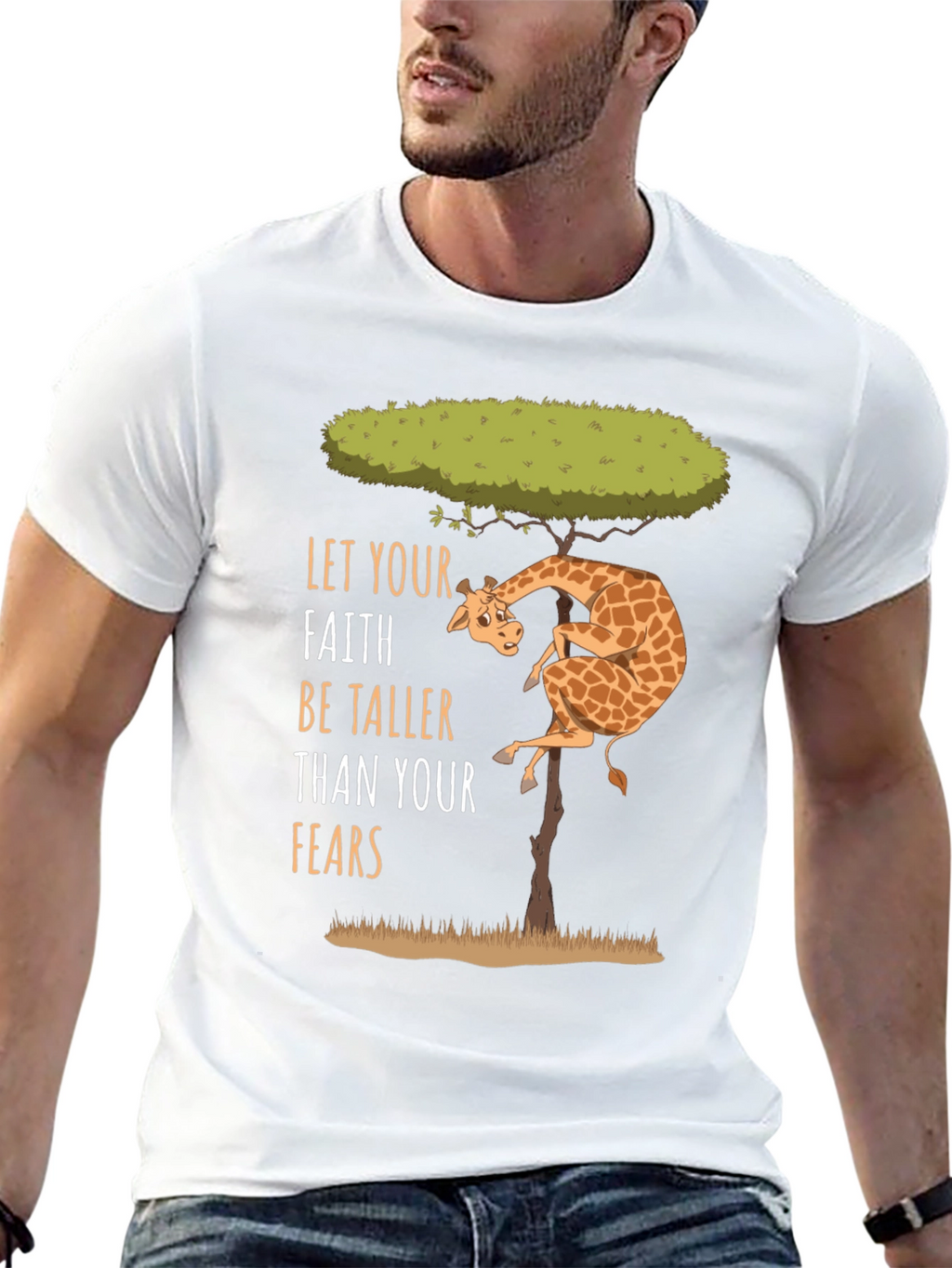 Faith Over Fears Giraffe Graphic Tee - Positive Vibes