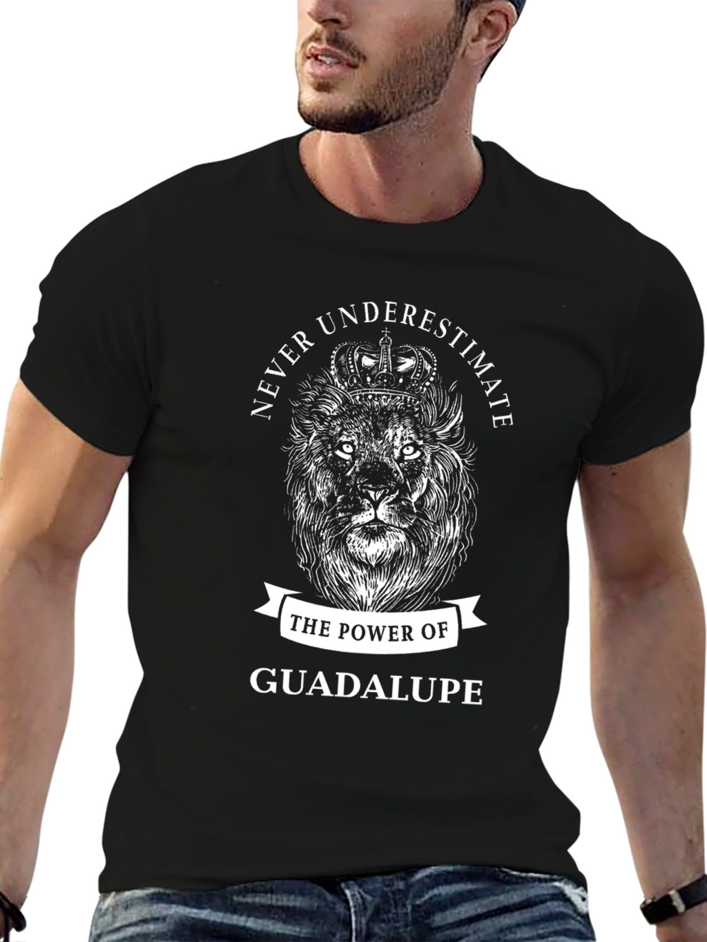 Never Underestimate Guadalupe Lion Graphic Tee