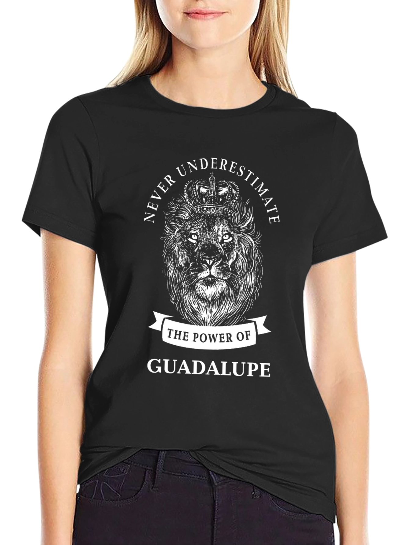 Never Underestimate Guadalupe Lion Graphic Tee