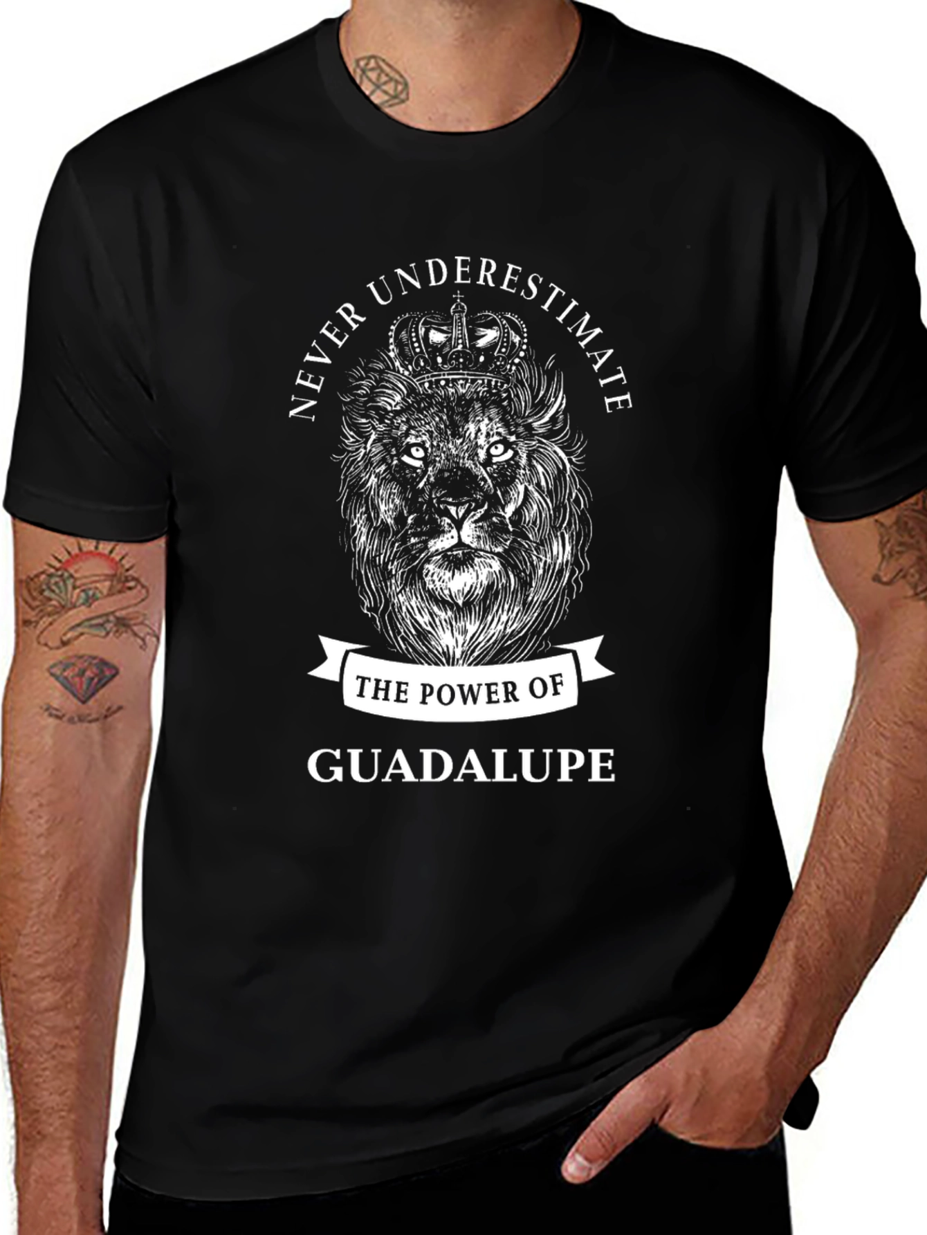 Never Underestimate Guadalupe Lion Graphic Tee