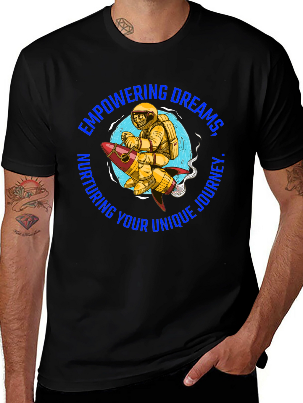 Empowering Dreams T-Shirt - Astronaut on Rocket