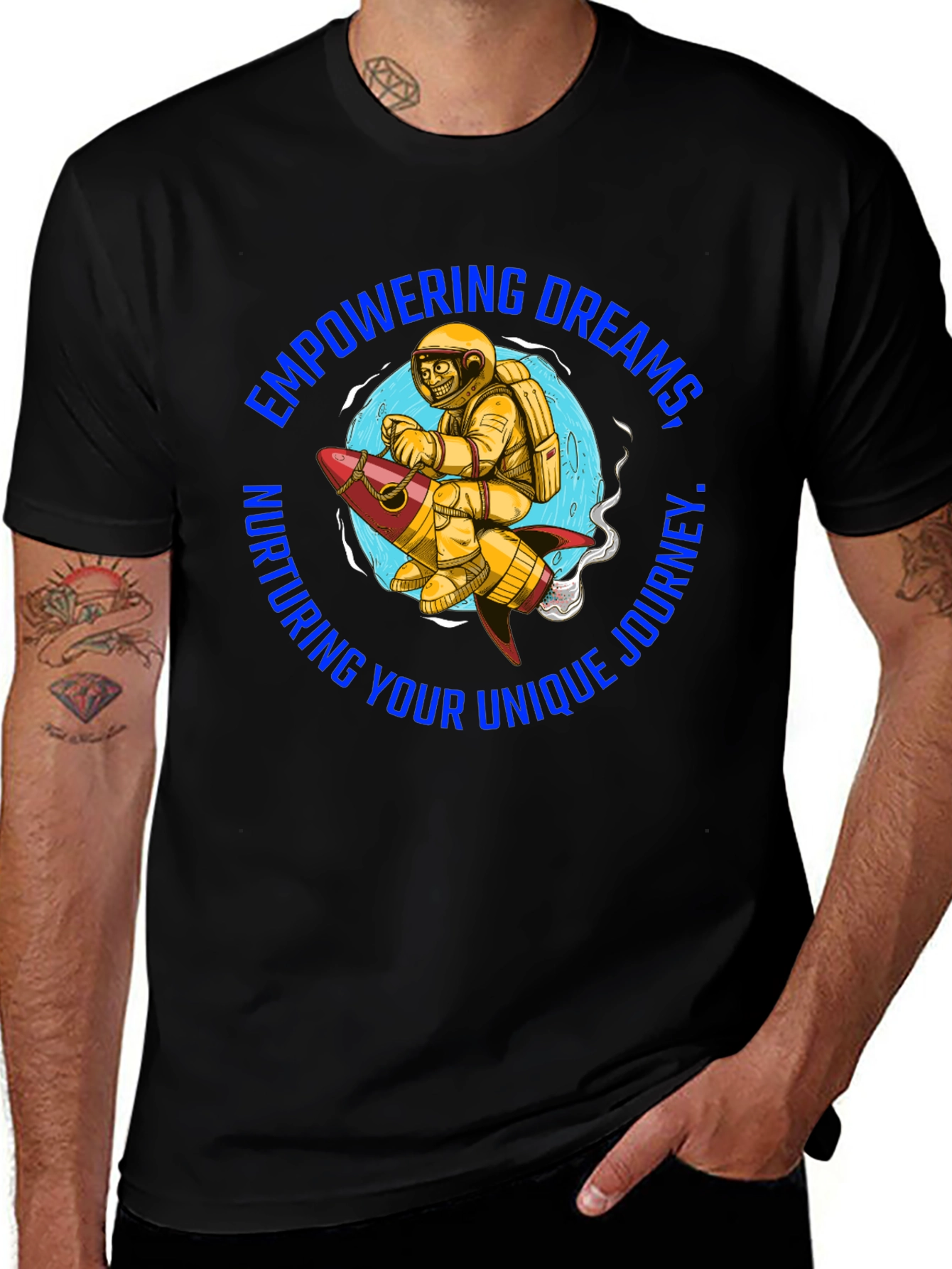 Empowering Dreams T-Shirt - Astronaut on Rocket