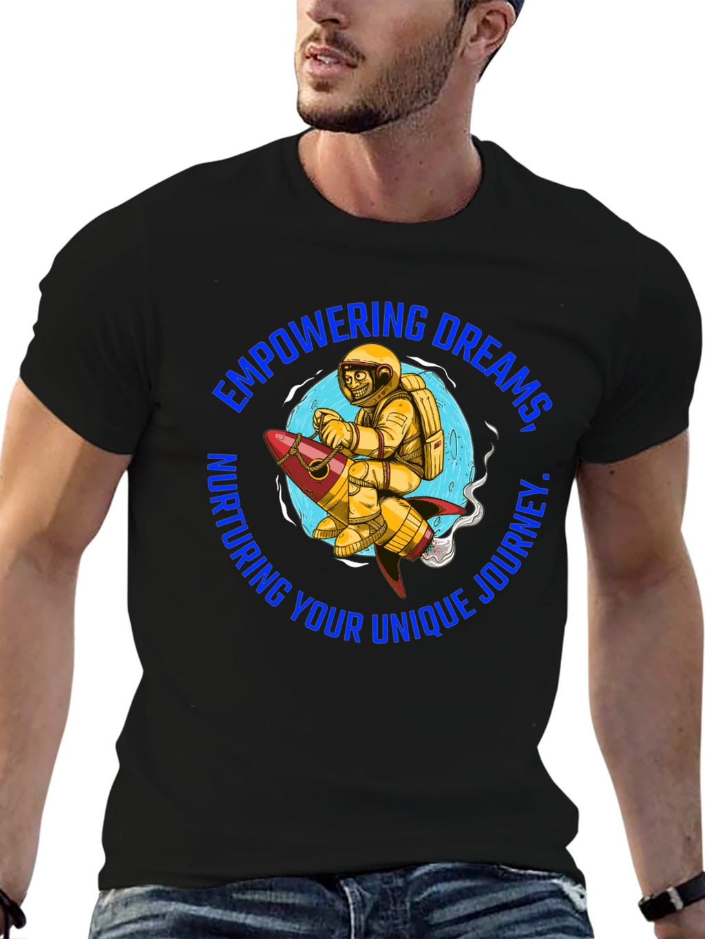 Empowering Dreams T-Shirt - Astronaut on Rocket