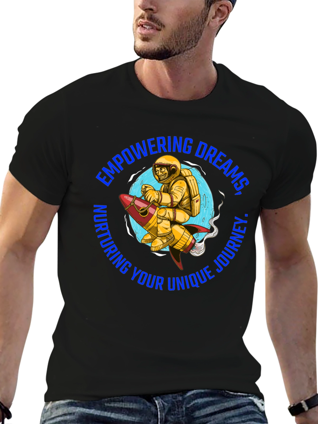 Empowering Dreams T-Shirt - Astronaut on Rocket