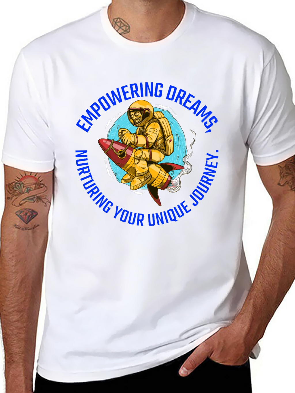 Empowering Dreams T-Shirt - Astronaut on Rocket