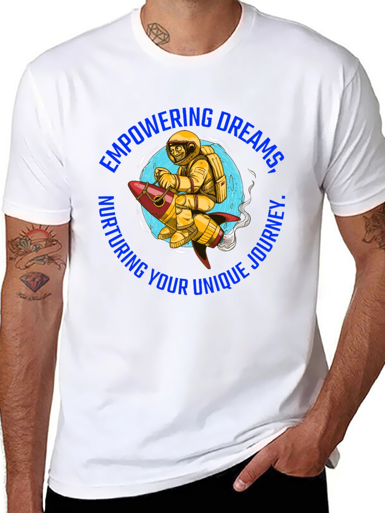 Empowering Dreams T-Shirt - Astronaut on Rocket