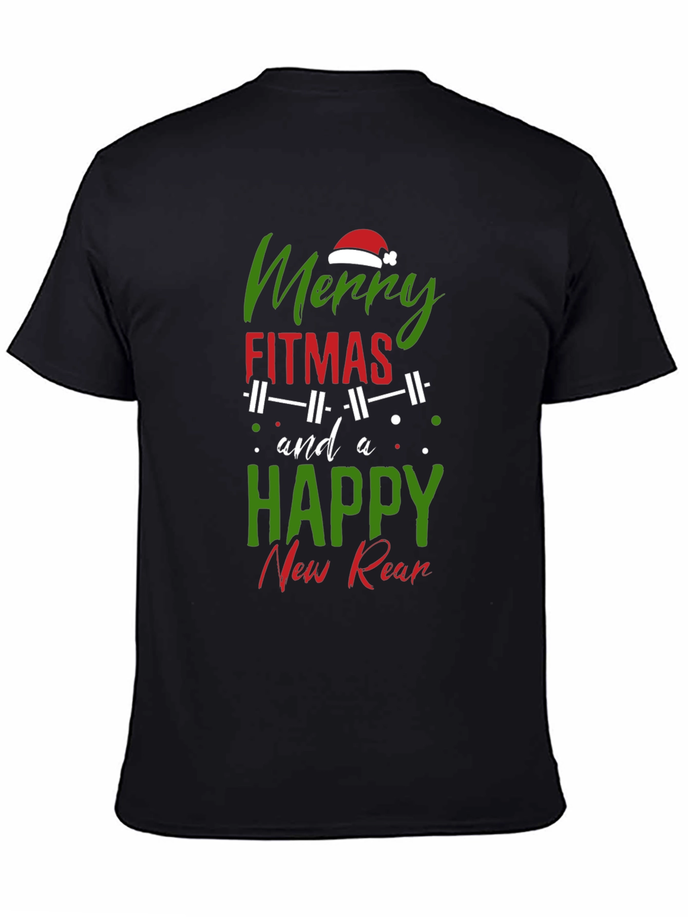 Merry Fitmas Black T-Shirt: Holiday Gym Apparel