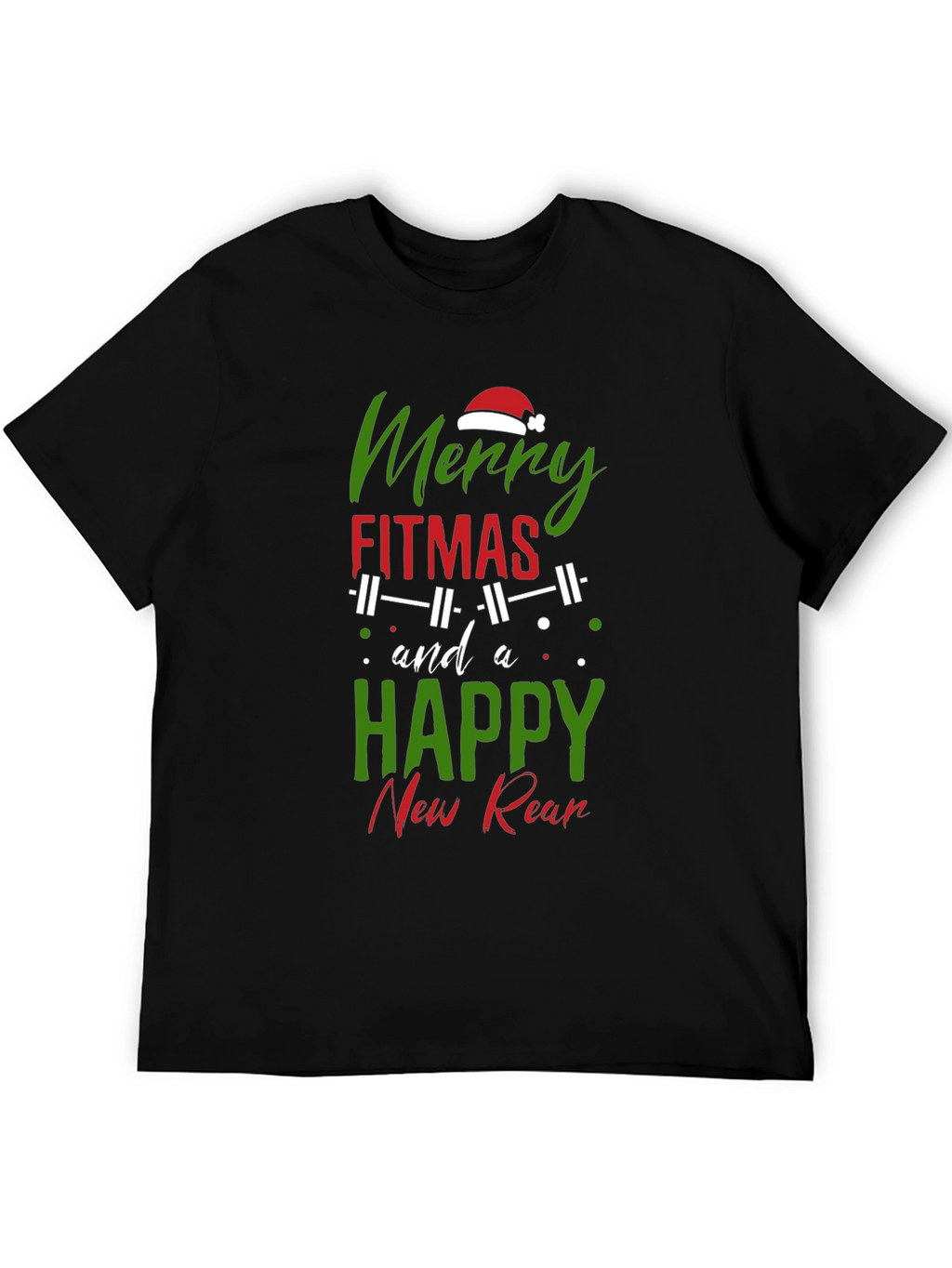 Merry Fitmas Black T-Shirt: Holiday Gym Apparel