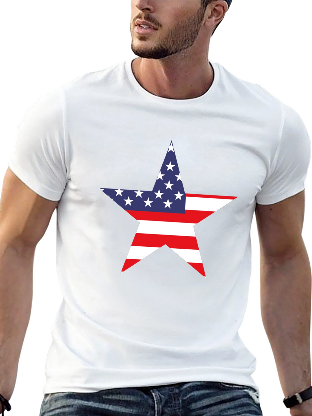 American Flag Star Graphic Tee - Black