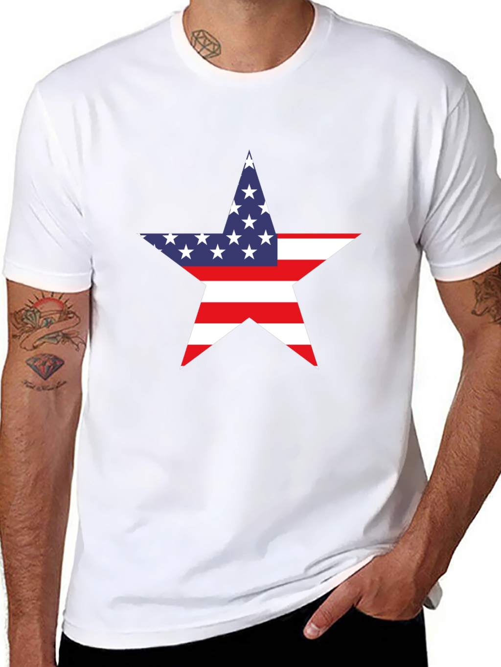 American Flag Star Graphic Tee - Black