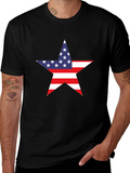 American Flag Star Graphic Tee - Black