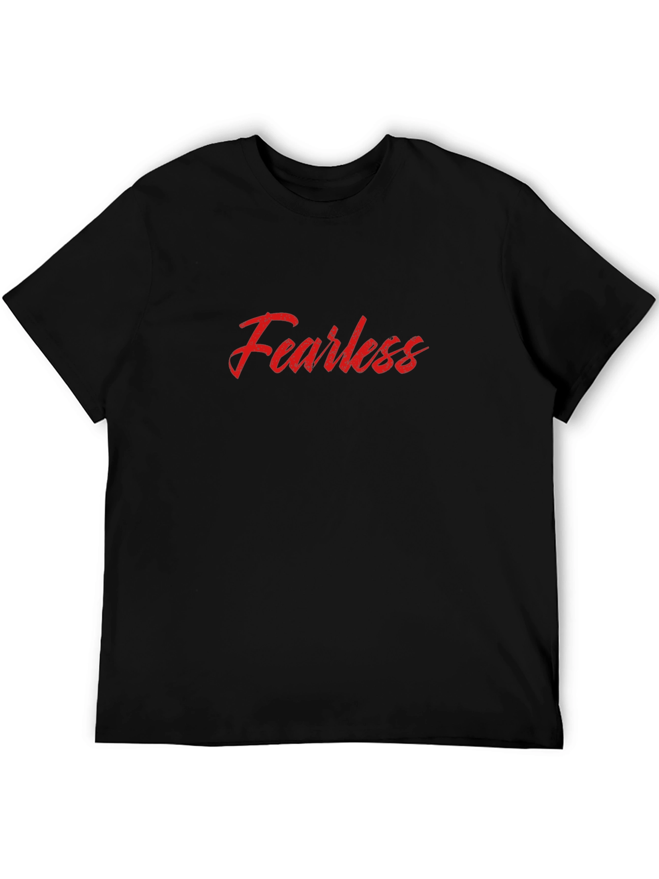 Fearless Red Print Black T-Shirt