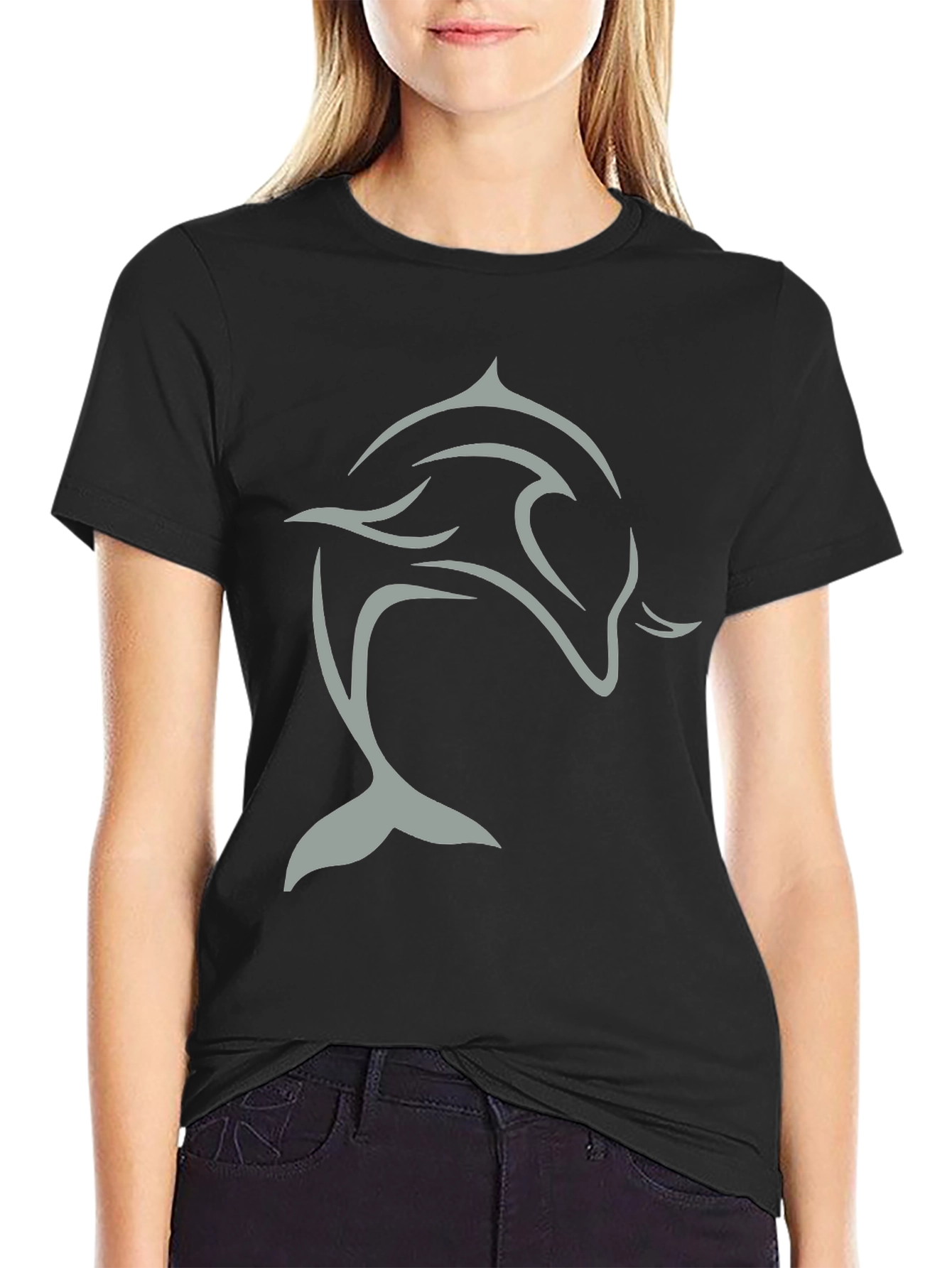 Black Dolphin Graphic Tee - Stylish & Comfortable