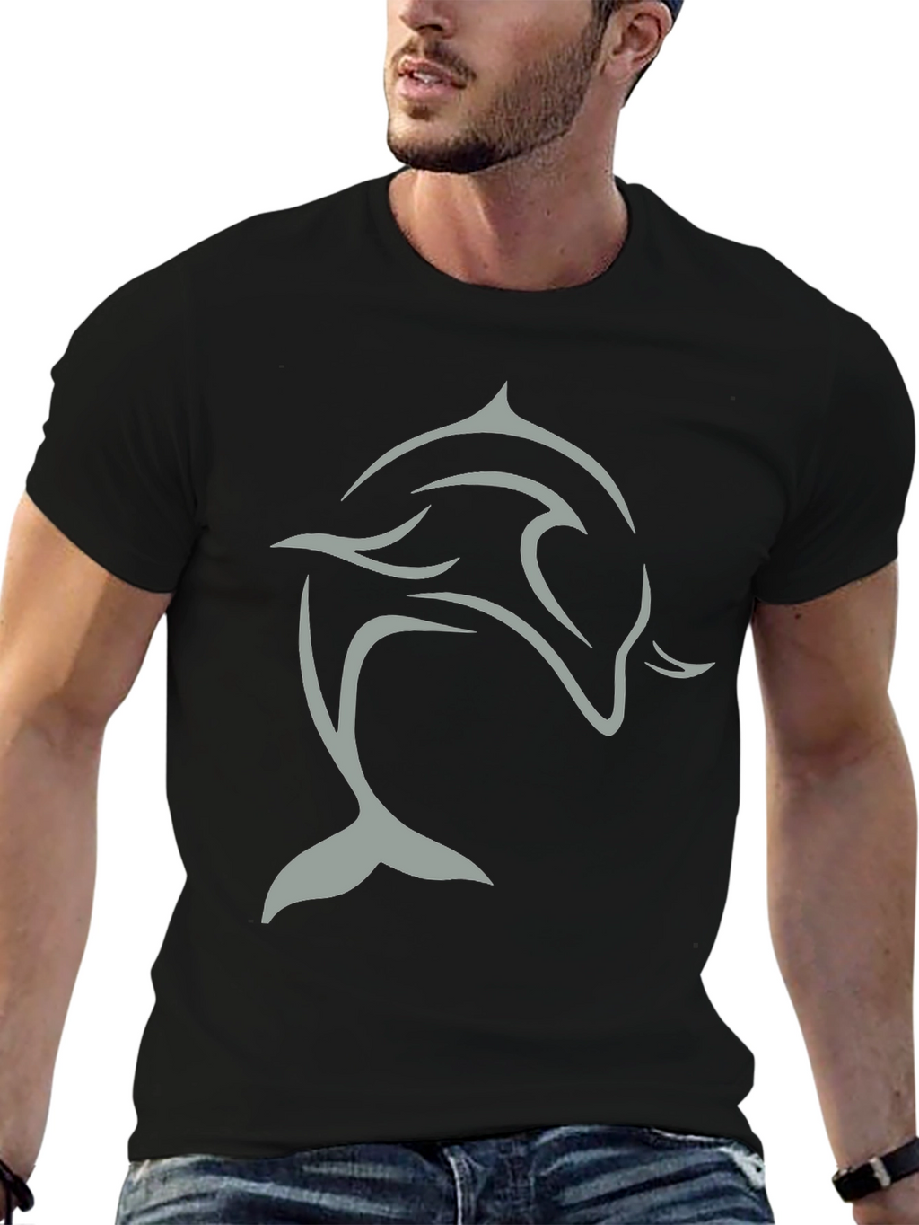 Black Dolphin Graphic Tee - Stylish & Comfortable