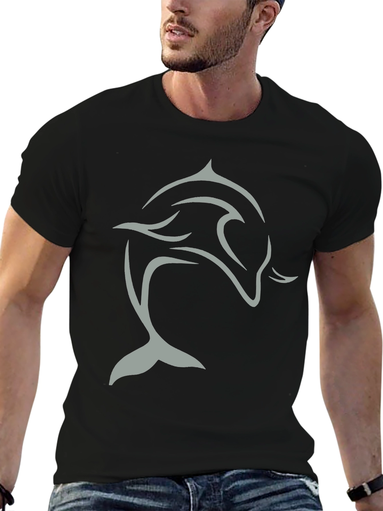Black Dolphin Graphic Tee - Stylish & Comfortable