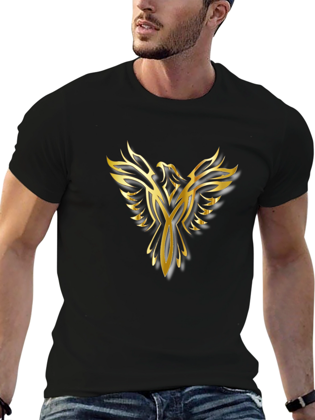 Golden Phoenix Black T-Shirt