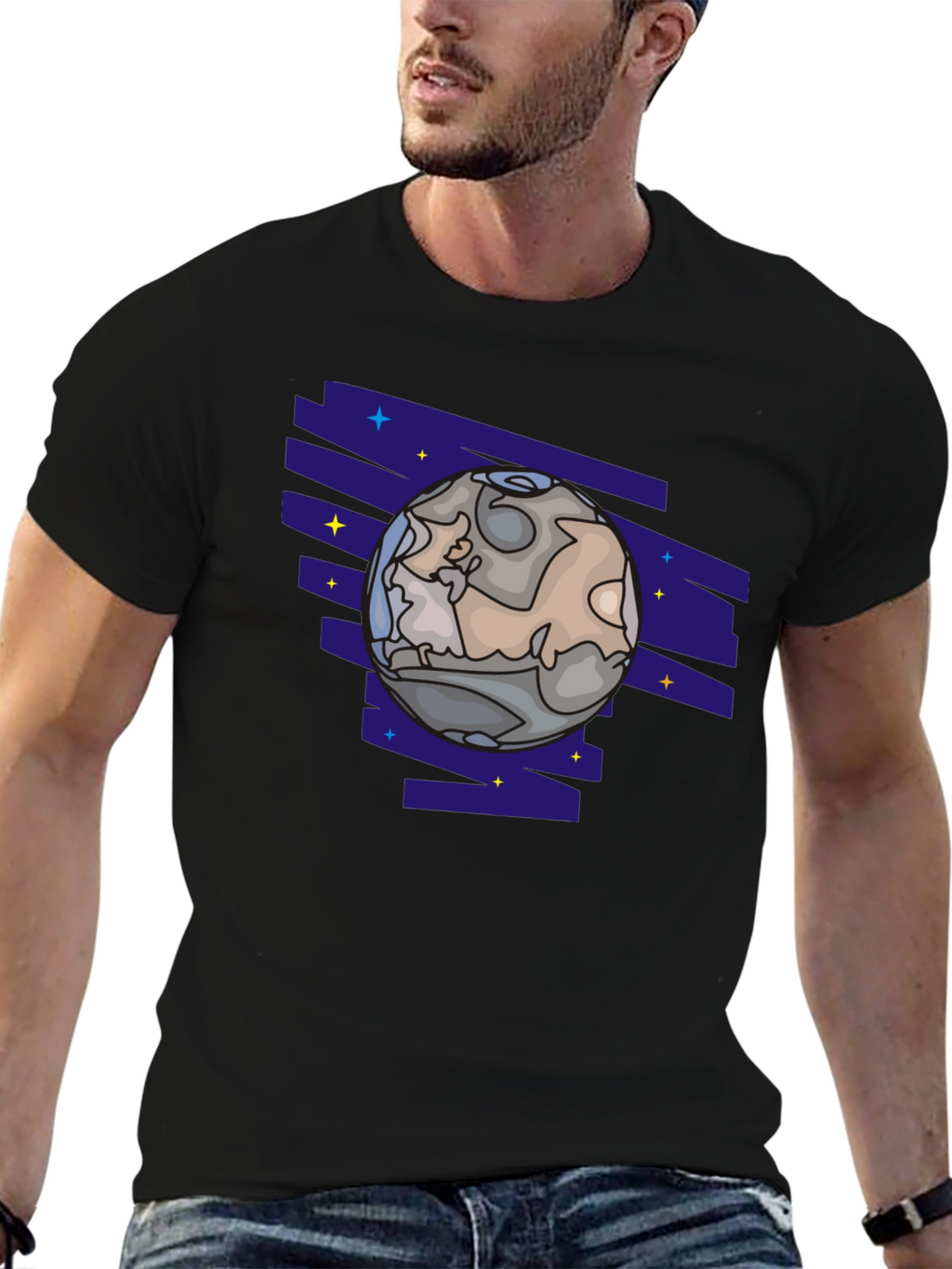 Planet Graphic T-Shirt - Black Cotton Tee