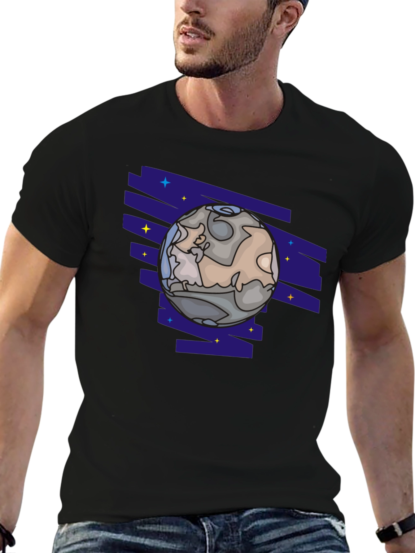 Planet Graphic T-Shirt - Black Cotton Tee
