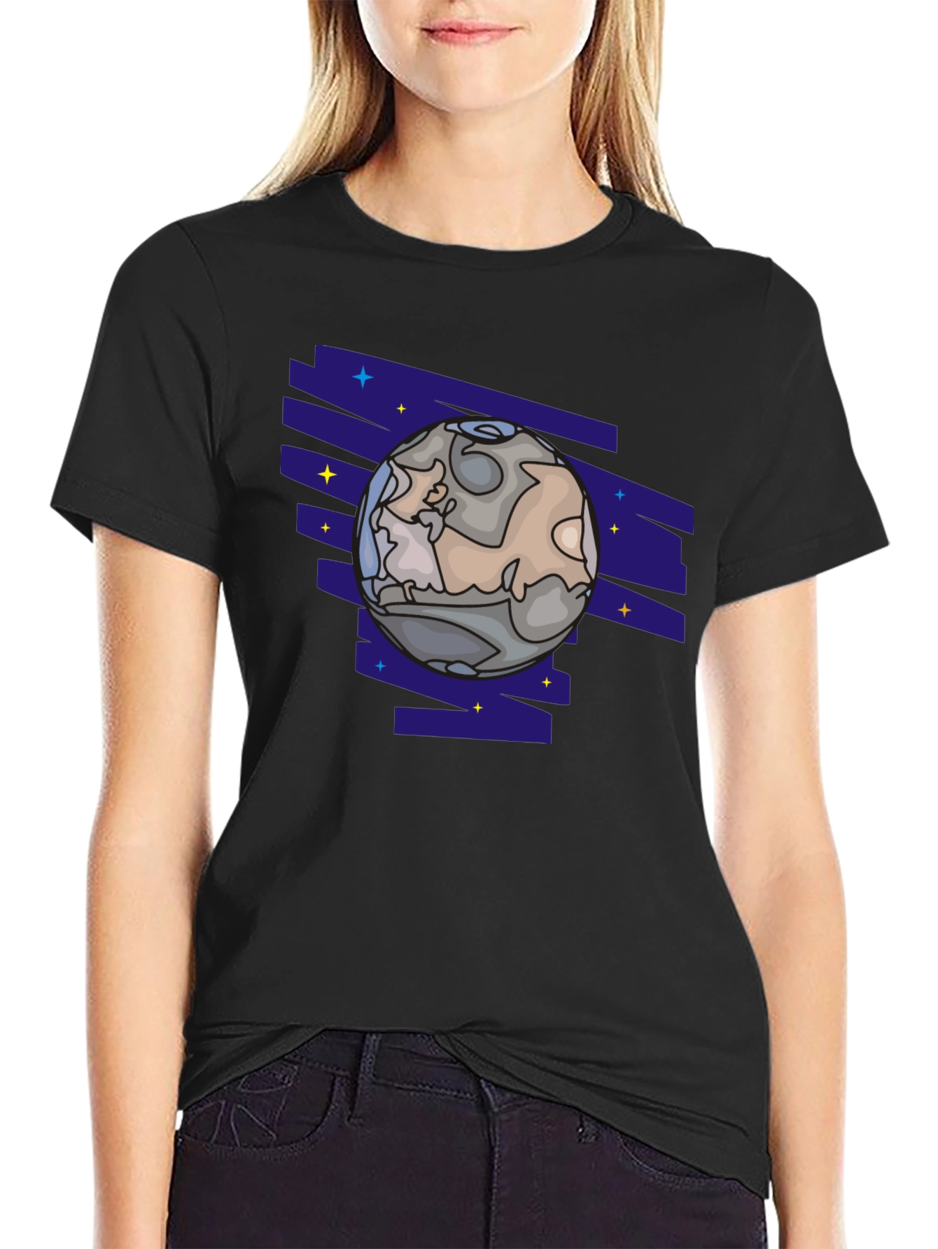 Planet Graphic T-Shirt - Black Cotton Tee