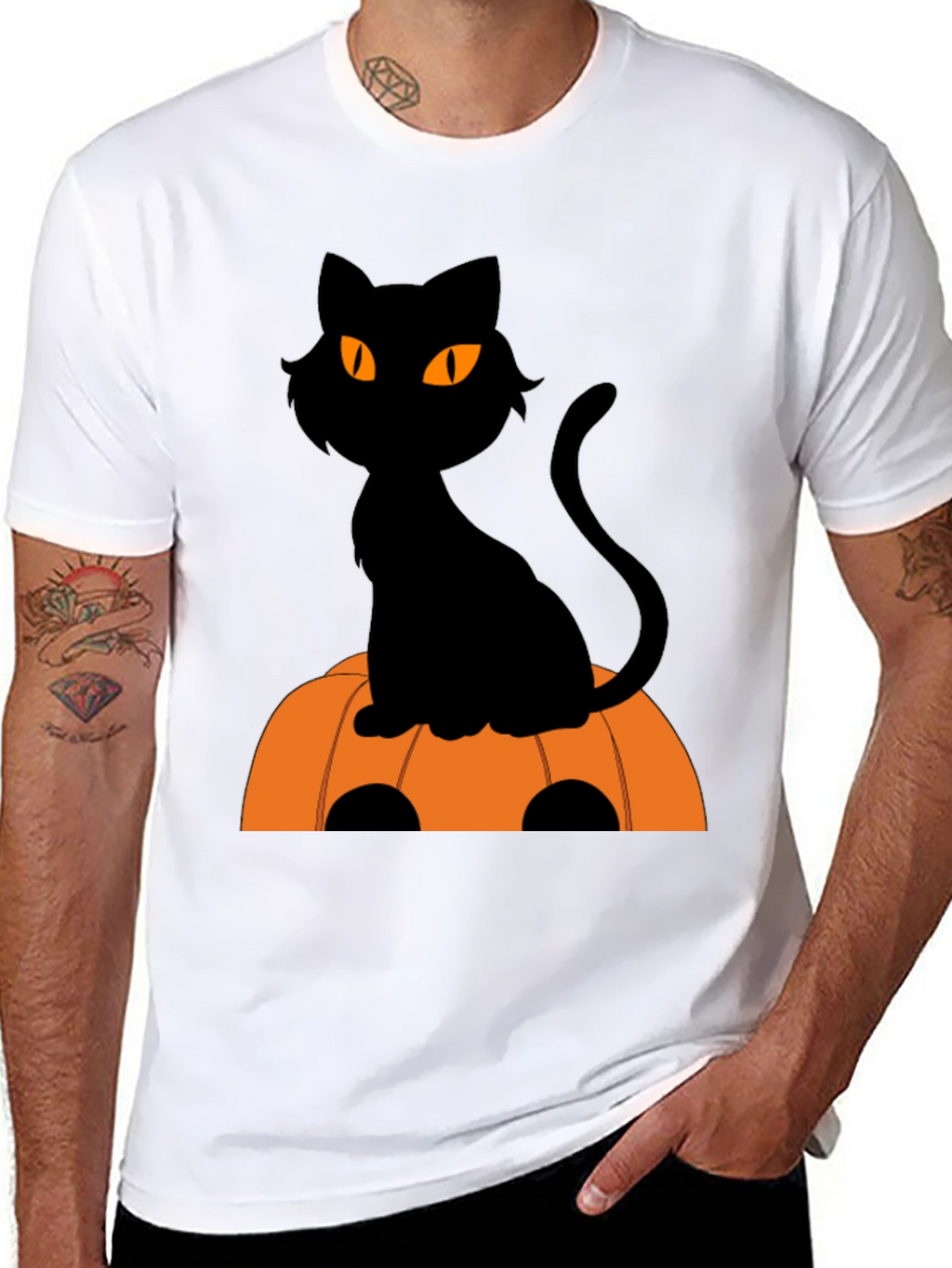 Halloween Black Cat Pumpkin T-Shirt