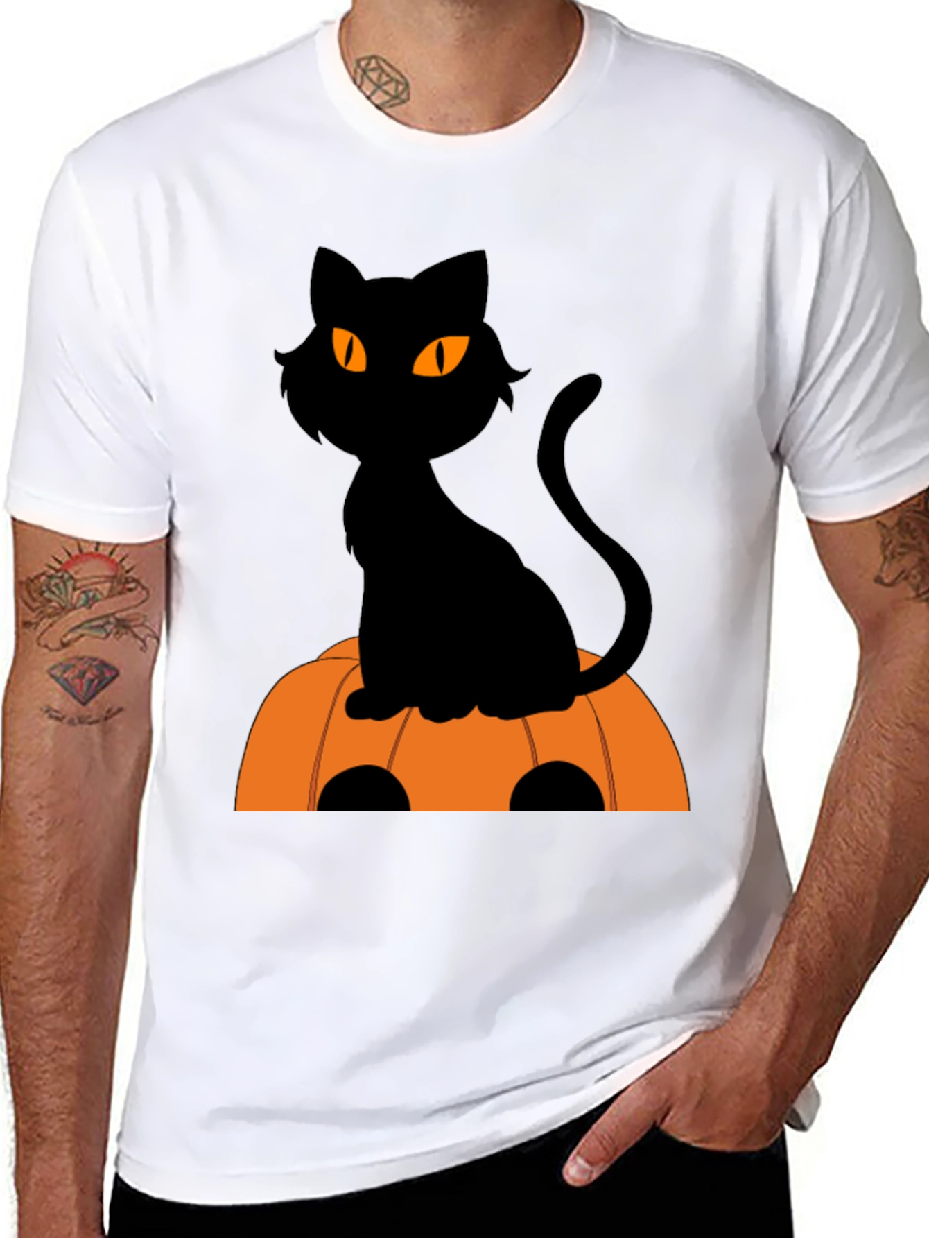 Halloween Black Cat Pumpkin T-Shirt