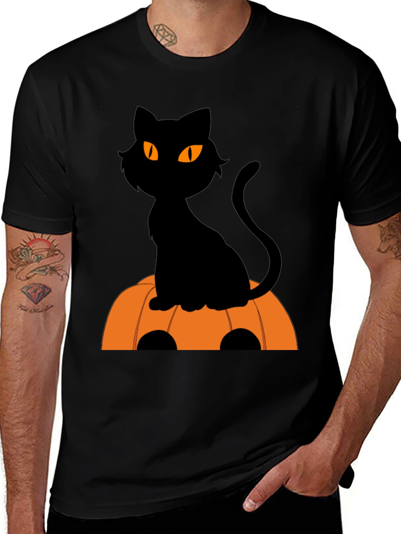 Halloween Black Cat Pumpkin T-Shirt