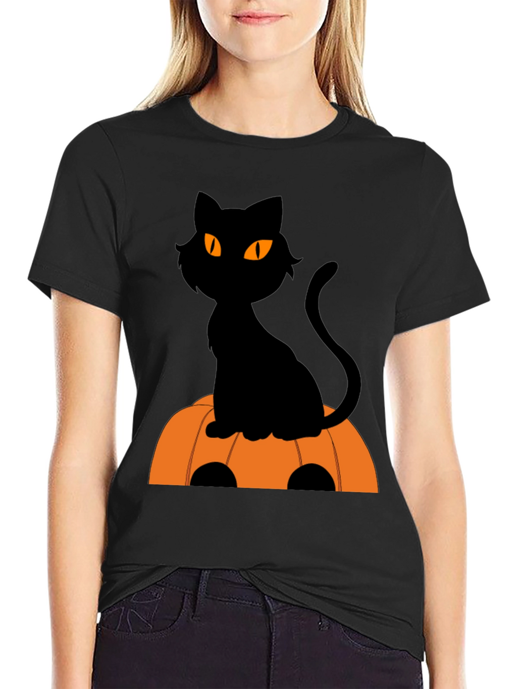 Halloween Black Cat Pumpkin T-Shirt