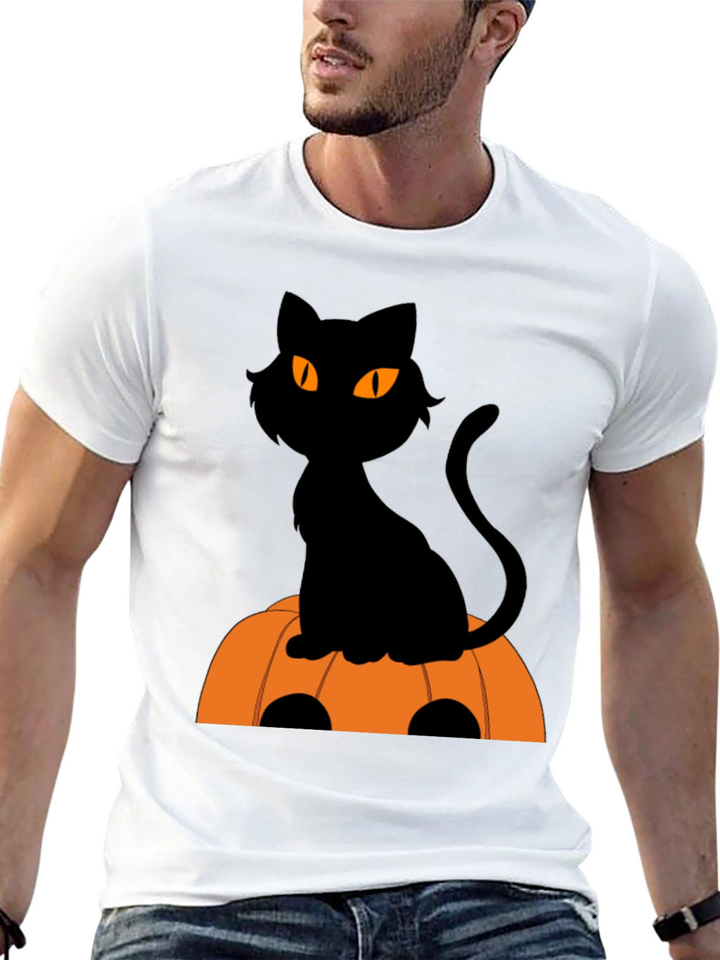 Halloween Black Cat Pumpkin T-Shirt