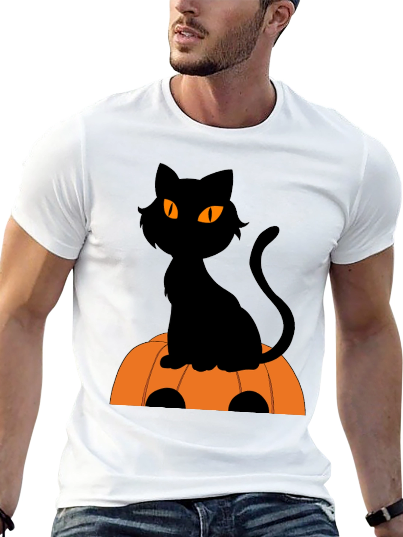 Halloween Black Cat Pumpkin T-Shirt