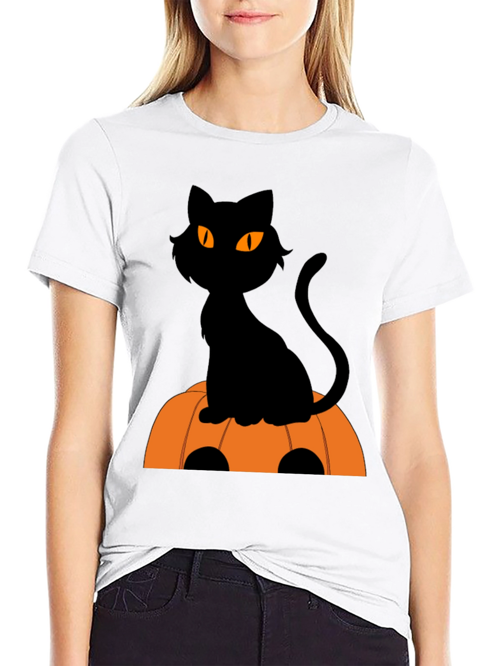 Halloween Black Cat Pumpkin T-Shirt