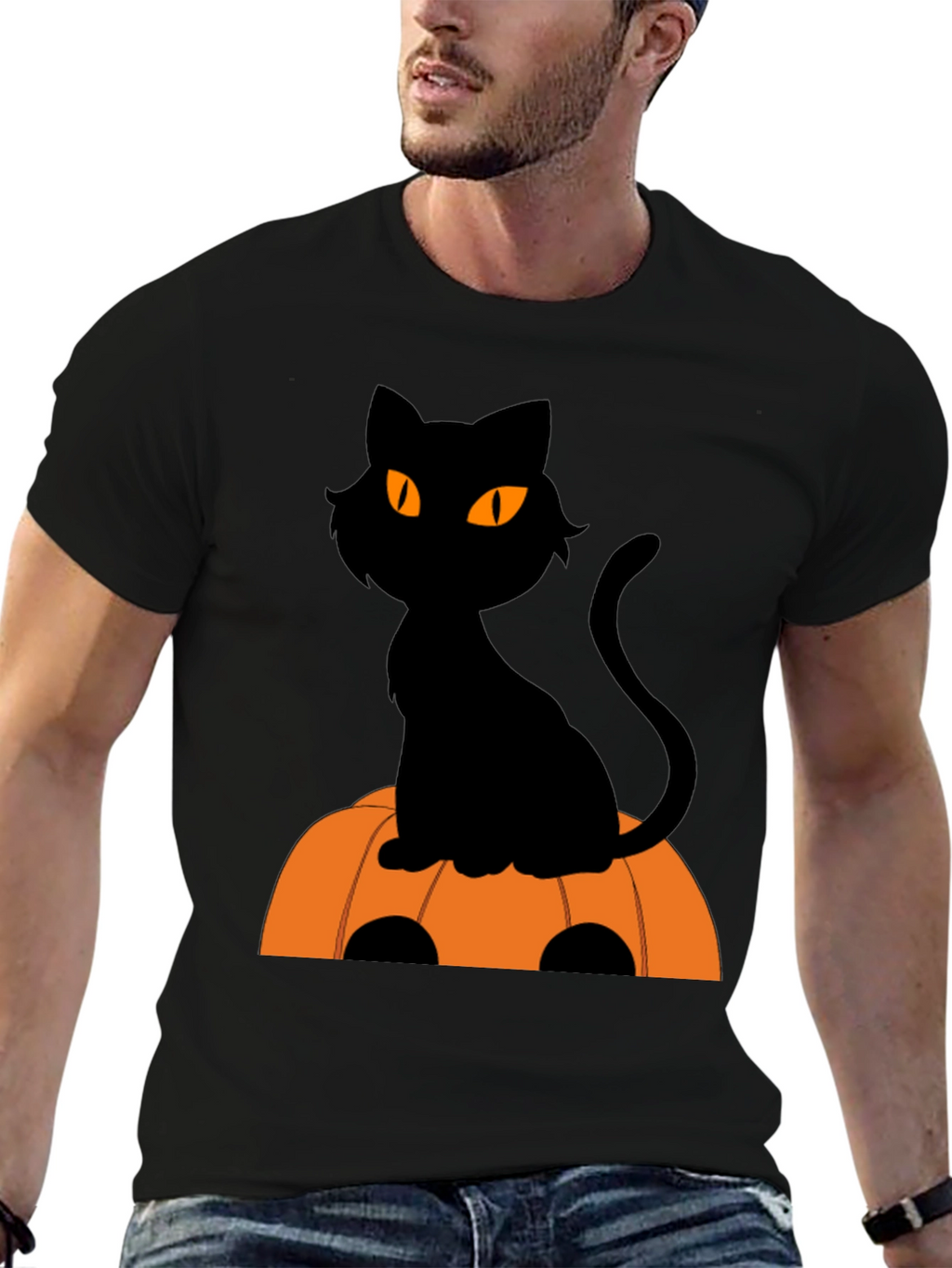 Halloween Black Cat Pumpkin T-Shirt