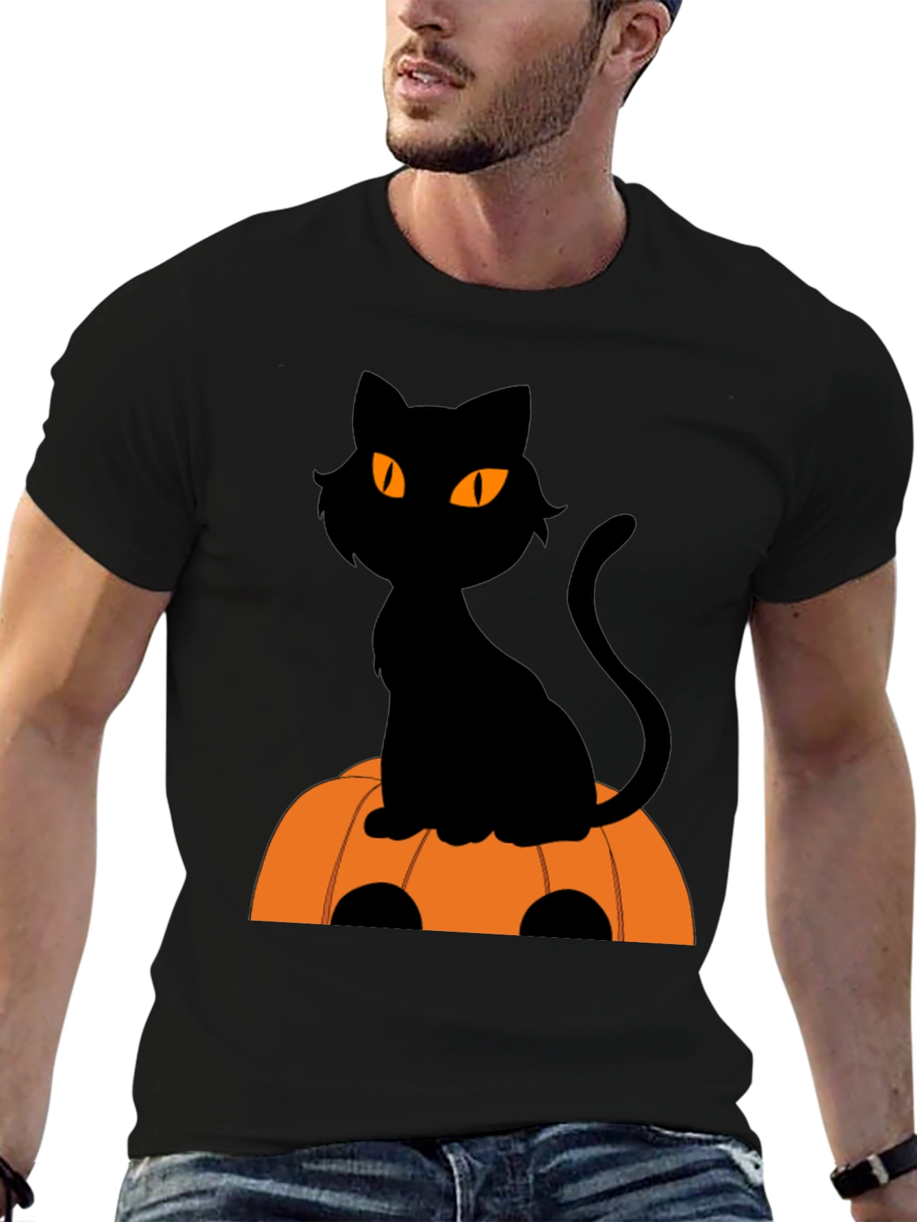 Halloween Black Cat Pumpkin T-Shirt