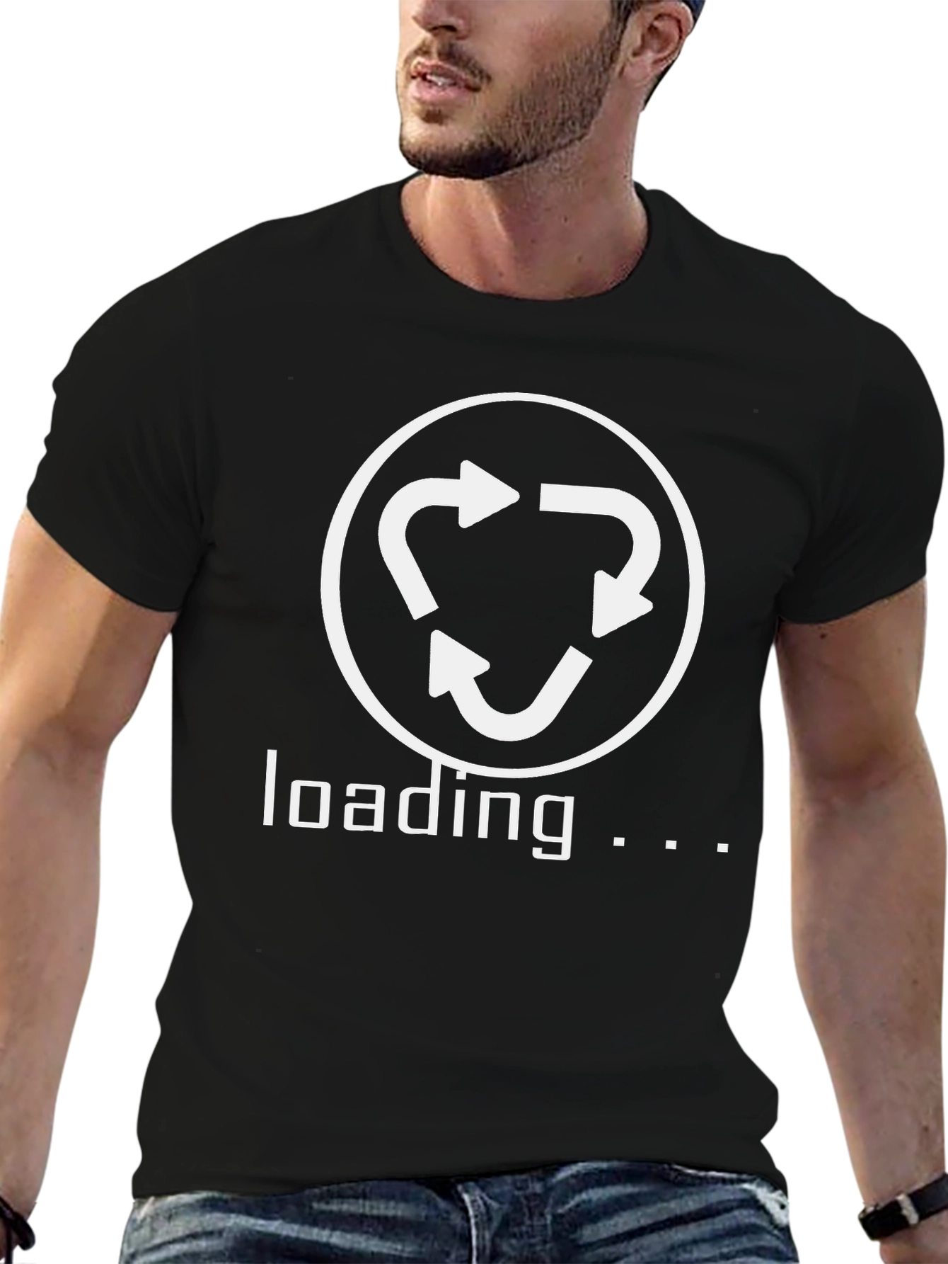 Loading Recycle Symbol Graphic Tee - Black Cotton T-Shirt