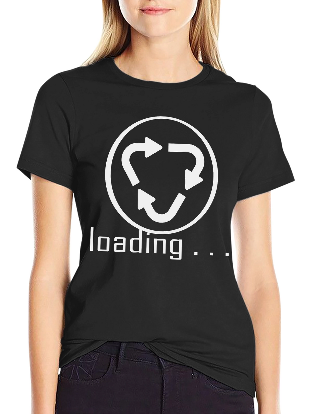 Loading Recycle Symbol Graphic Tee - Black Cotton T-Shirt