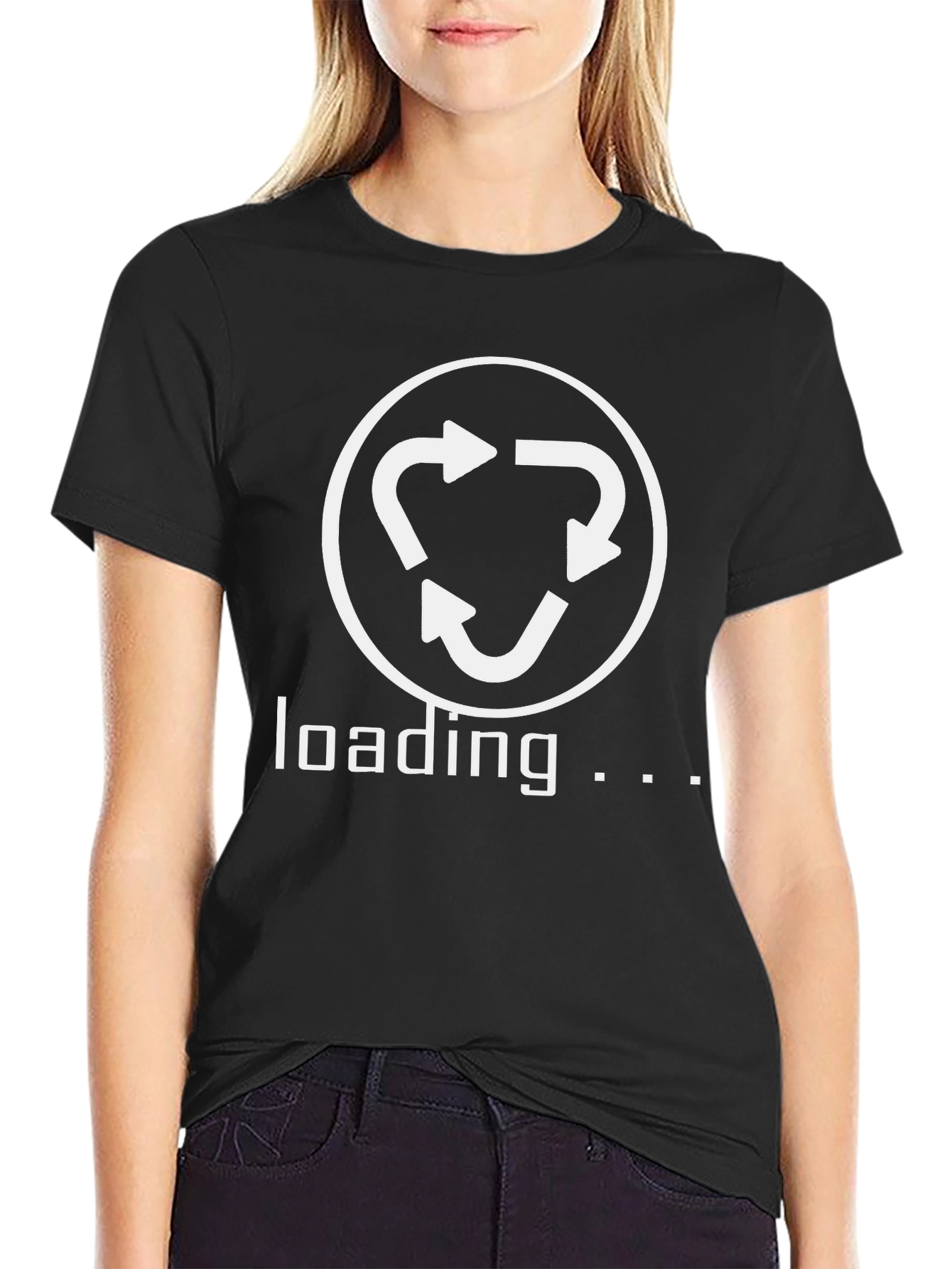Loading Recycle Symbol Graphic Tee - Black Cotton T-Shirt