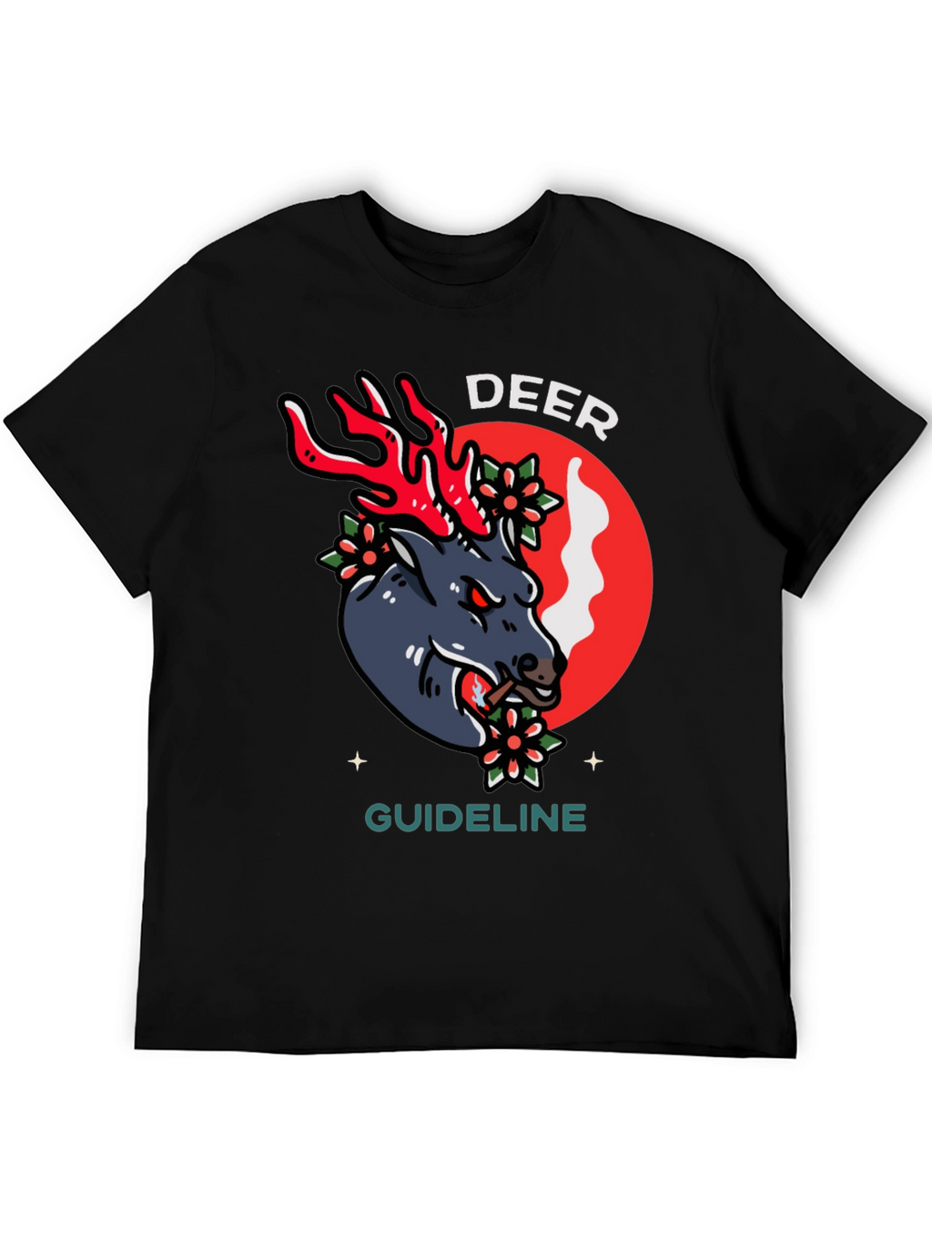 Deer Guideline Graphic Tee - Black Cotton T-Shirt