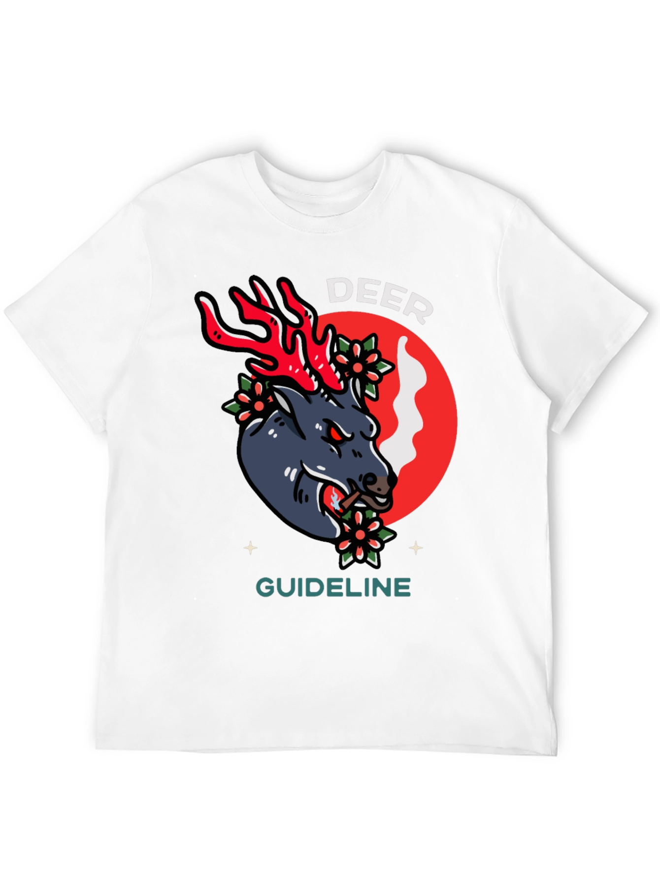 Deer Guideline Graphic Tee - Black Cotton T-Shirt