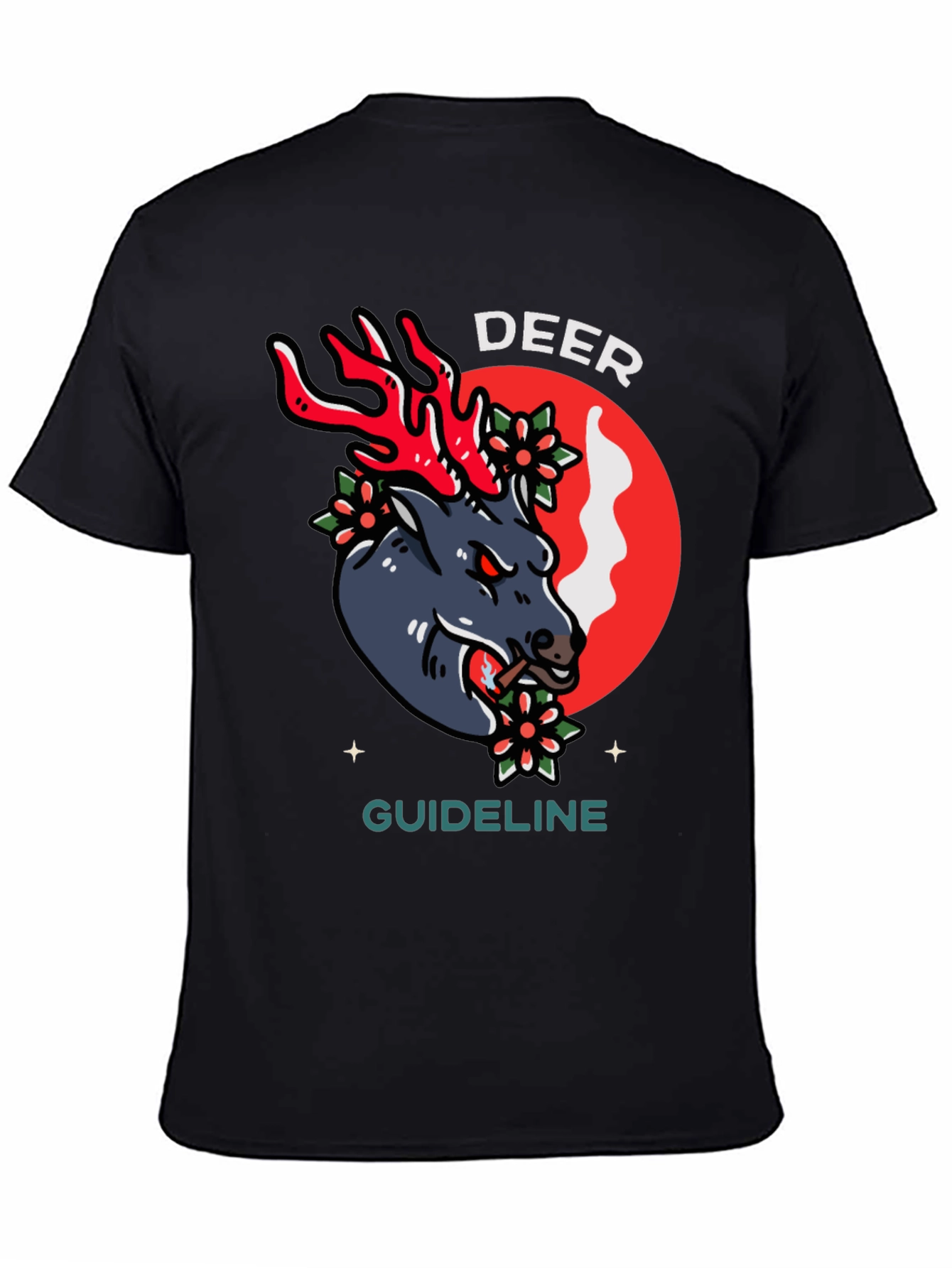 Deer Guideline Graphic Tee - Black Cotton T-Shirt