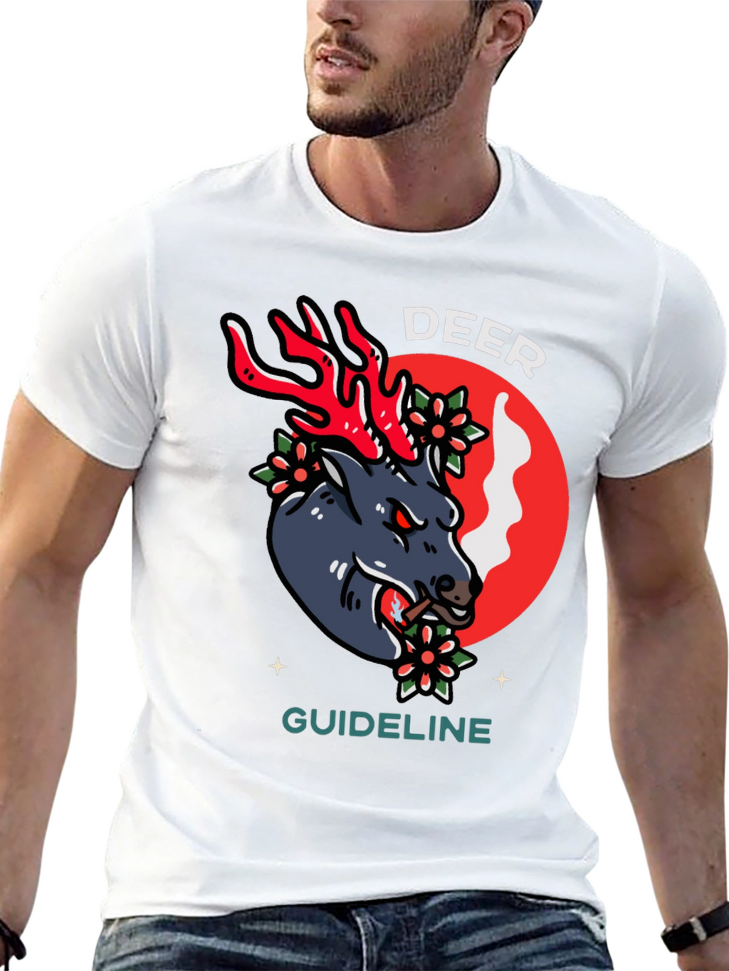 Deer Guideline Graphic Tee - Black Cotton T-Shirt